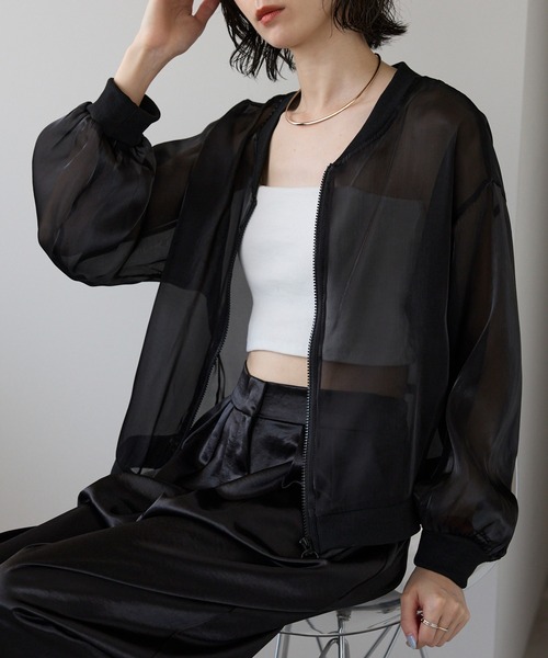 each(イーチ)の「シアージップアップブルゾン(ブルゾン・レディース・ブラック/ホワイト・FREE)」の11枚目の写真