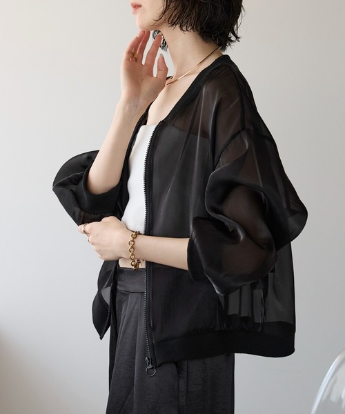 each(イーチ)の「シアージップアップブルゾン(ブルゾン・レディース・ブラック/ホワイト・FREE)」の12枚目の写真