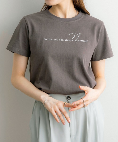 NOAHL(ノアル)の「【NOAHL】刺繍ロゴTシャツ(Tシャツ/カットソー・レディース・チャコール/ホワイト系・FREE)」の5枚目の写真
