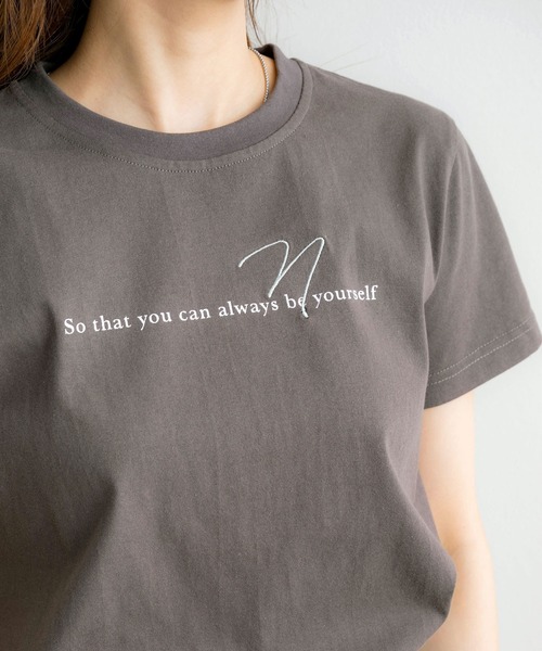 NOAHL(ノアル)の「【NOAHL】刺繍ロゴTシャツ(Tシャツ/カットソー・レディース・チャコール/ホワイト系・FREE)」の4枚目の写真
