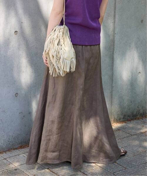 B.C STOCK（ベーセーストック）の「《追加8》手洗い可 / フレンチリネンギャザースカート（スカート・レディース・ブルー/カーキ/ホワイト/ブラックミックス・FREE）」の6枚目の写真