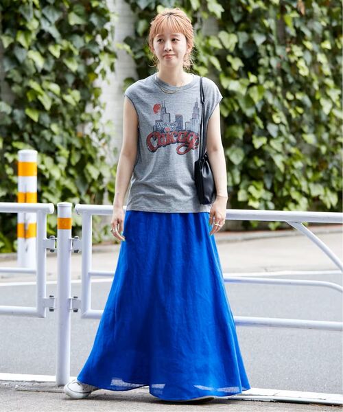 B.C STOCK（ベーセーストック）の「《追加8》手洗い可 / フレンチリネンギャザースカート（スカート・レディース・ブルー/カーキ/ホワイト/ブラックミックス・FREE）」の7枚目の写真