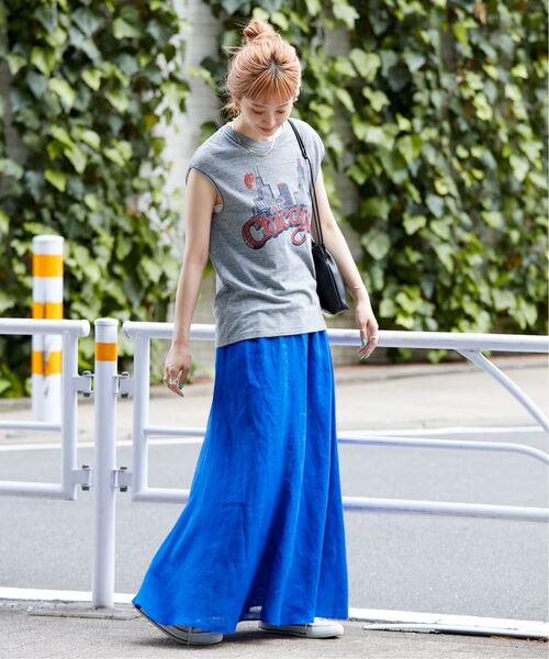 B.C STOCK（ベーセーストック）の「《追加8》手洗い可 / フレンチリネンギャザースカート（スカート・レディース・ブルー/カーキ/ホワイト/ブラックミックス・FREE）」の8枚目の写真