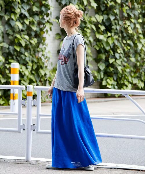 B.C STOCK（ベーセーストック）の「《追加8》手洗い可 / フレンチリネンギャザースカート（スカート・レディース・ブルー/カーキ/ホワイト/ブラックミックス・FREE）」の9枚目の写真