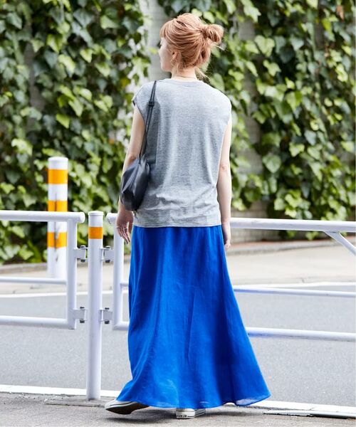 B.C STOCK（ベーセーストック）の「《追加8》手洗い可 / フレンチリネンギャザースカート（スカート・レディース・ブルー/カーキ/ホワイト/ブラックミックス・FREE）」の10枚目の写真