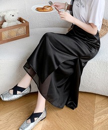 MILAE（ミレ）の「レイヤード風シアードッキングサテンロングスカート（スカート）」