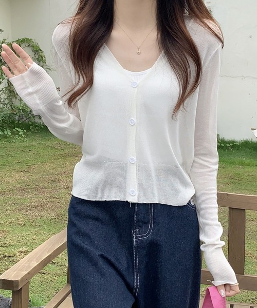 Miniministore(ミニミニストア)の「カーディガン vネック レディース韓国風(カーディガン/ボレロ・レディース・ピンク/ブラック/ラベンダー/イエロー/ホワイト・FREE)」の1枚目の写真