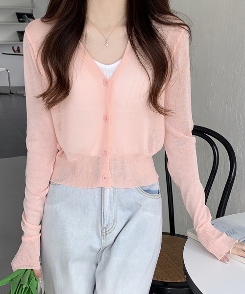 Miniministore(ミニミニストア)の「カーディガン vネック レディース韓国風(カーディガン/ボレロ・レディース・ピンク/ブラック/ラベンダー/イエロー/ホワイト・FREE)」の5枚目の写真