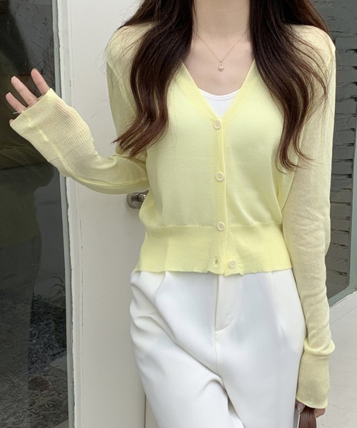 Miniministore(ミニミニストア)の「カーディガン vネック レディース韓国風(カーディガン/ボレロ・レディース・ピンク/ブラック/ラベンダー/イエロー/ホワイト・FREE)」の4枚目の写真