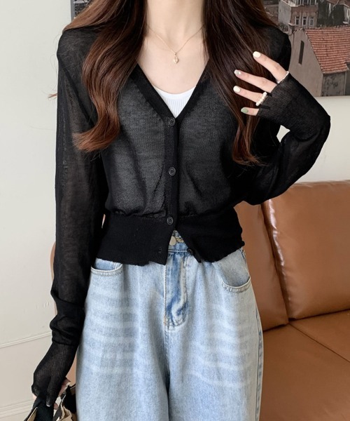 Miniministore(ミニミニストア)の「カーディガン vネック レディース韓国風(カーディガン/ボレロ・レディース・ピンク/ブラック/ラベンダー/イエロー/ホワイト・FREE)」の9枚目の写真