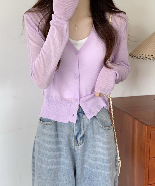 Miniministore(ミニミニストア)の「カーディガン vネック レディース韓国風(カーディガン/ボレロ・レディース・ピンク/ブラック/ラベンダー/イエロー/ホワイト・FREE)」の14枚目の写真