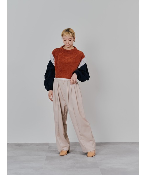 TEVALT（ヴァレット）の「MA-1 スリーブコーデュロイライクニットソー（ニット/セーター・レディース・ベージュ/オレンジ/チャコールグレー・38）」の4枚目の写真