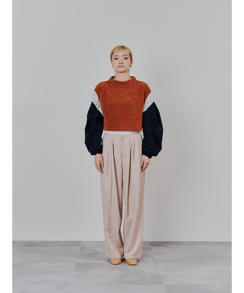 TEVALT（ヴァレット）の「MA-1 スリーブコーデュロイライクニットソー（ニット/セーター・レディース・ベージュ/オレンジ/チャコールグレー・38）」の16枚目の写真