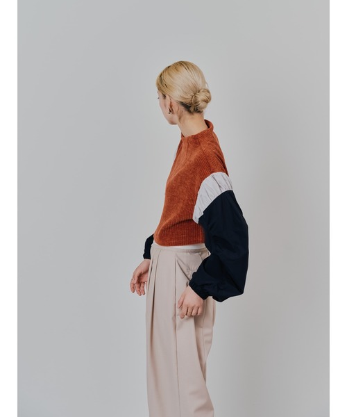 TEVALT（ヴァレット）の「MA-1 スリーブコーデュロイライクニットソー（ニット/セーター・レディース・ベージュ/オレンジ/チャコールグレー・38）」の8枚目の写真