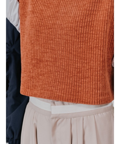 TEVALT（ヴァレット）の「MA-1 スリーブコーデュロイライクニットソー（ニット/セーター・レディース・ベージュ/オレンジ/チャコールグレー・38）」の11枚目の写真