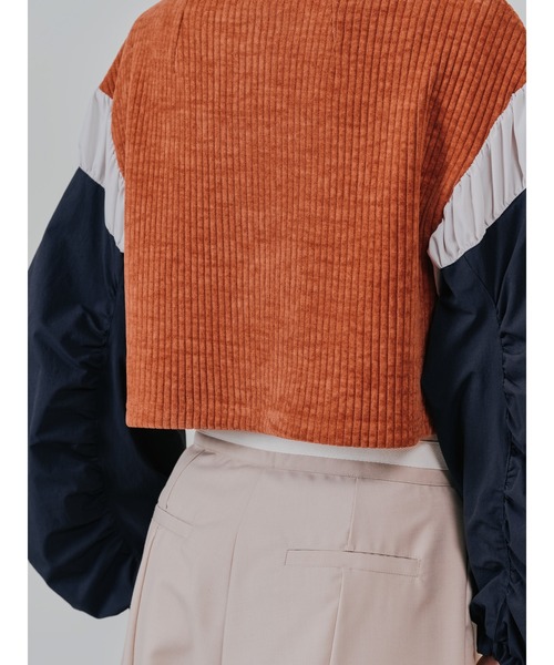 TEVALT（ヴァレット）の「MA-1 スリーブコーデュロイライクニットソー（ニット/セーター・レディース・ベージュ/オレンジ/チャコールグレー・38）」の14枚目の写真