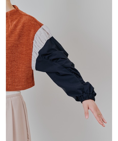 TEVALT（ヴァレット）の「MA-1 スリーブコーデュロイライクニットソー（ニット/セーター・レディース・ベージュ/オレンジ/チャコールグレー・38）」の15枚目の写真