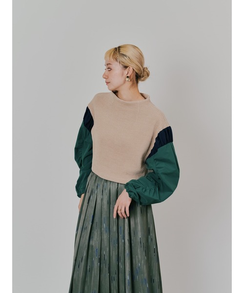 TEVALT（ヴァレット）の「MA-1 スリーブコーデュロイライクニットソー（ニット/セーター・レディース・ベージュ/オレンジ/チャコールグレー・38）」の20枚目の写真