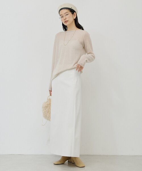 GALLARDAGALANTE（ガリャルダガランテ）の「ドライサテンセミフレアスカート（スカート・レディース・グレイッシュベージュ/ブラック・1/0）」の14枚目の写真