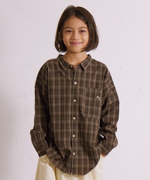 PAIRMANON STREET（ペアマノンストリート）の「アソート 長袖 布帛 ワンポイント 刺繍 シャツ【PAIRMANON STREET】（シャツ/ブラウス・キッズ・テラコッタ/ベージュ系その他/ブラウン/ネイビー/ブラック系その他/グレー系その他・100/110/120/130/140/150/160/90）」の4枚目の写真