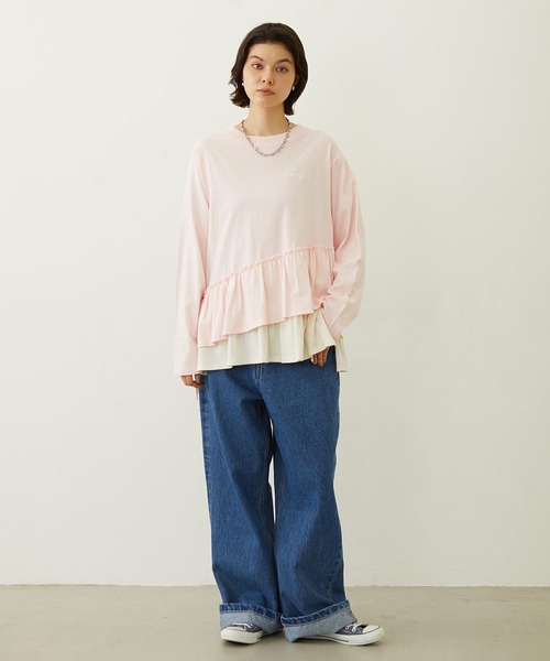 MILKFED.(ミルクフェド)の「ASYMMETRIC FRILL TOP(Tシャツ/カットソー・レディース・ブラック/ライトピンク/ホワイト・ONE SIZE)」の15枚目の写真