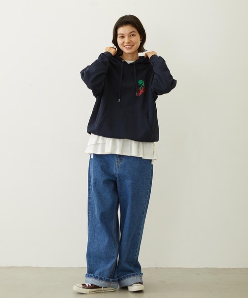 MILKFED.(ミルクフェド)の「ASYMMETRIC FRILL TOP(Tシャツ/カットソー・レディース・ブラック/ライトピンク/ホワイト・ONE SIZE)」の18枚目の写真