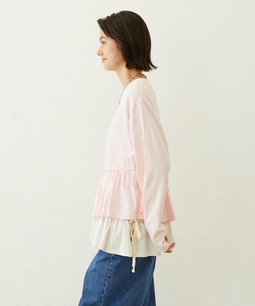 MILKFED.(ミルクフェド)の「ASYMMETRIC FRILL TOP(Tシャツ/カットソー・レディース・ブラック/ライトピンク/ホワイト・ONE SIZE)」の12枚目の写真