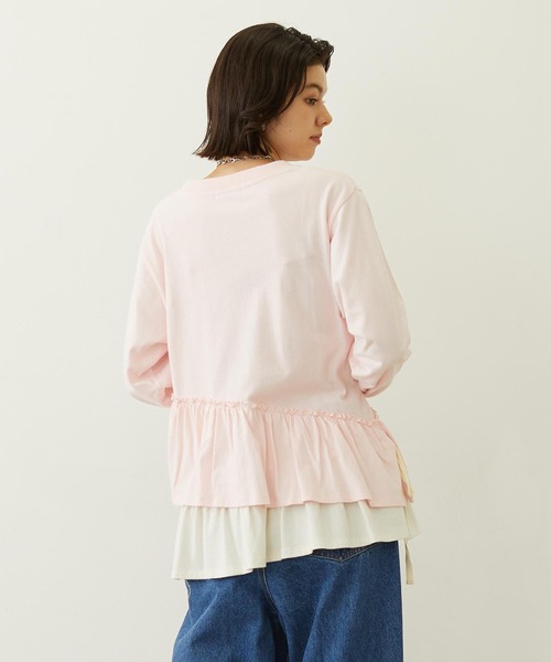MILKFED.(ミルクフェド)の「ASYMMETRIC FRILL TOP(Tシャツ/カットソー・レディース・ブラック/ライトピンク/ホワイト・ONE SIZE)」の13枚目の写真