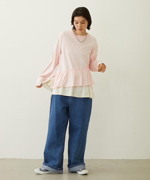 MILKFED.(ミルクフェド)の「ASYMMETRIC FRILL TOP(Tシャツ/カットソー・レディース・ブラック/ライトピンク/ホワイト・ONE SIZE)」の14枚目の写真