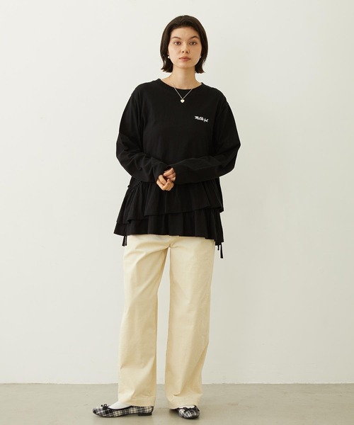 MILKFED.(ミルクフェド)の「ASYMMETRIC FRILL TOP(Tシャツ/カットソー・レディース・ブラック/ライトピンク/ホワイト・ONE SIZE)」の21枚目の写真