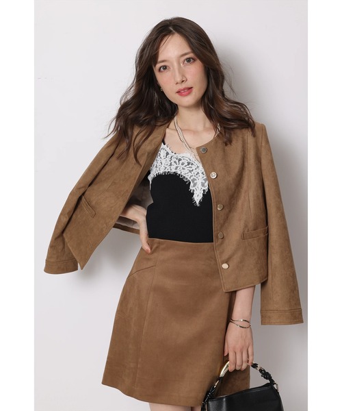 スエードノーカラージャケット（その他アウター）｜Apuweiser