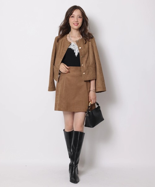 スエードノーカラージャケット（その他アウター）｜Apuweiser