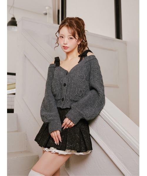新品未開封♡Darich ショルダーリボンVネックニットトップス ショルダーリボンVネックニットトップス（ニット/セーター
