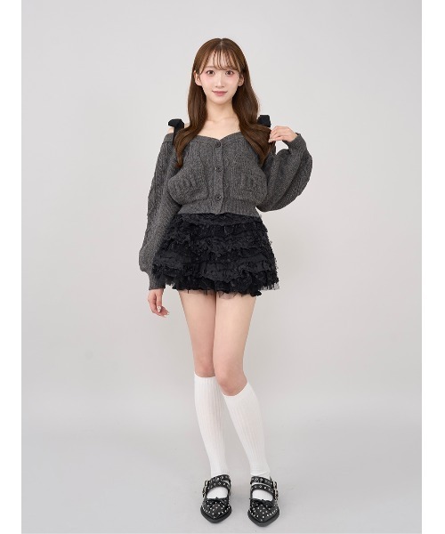 Darich ショルダーリボンVネックニットトップス ショルダーリボンVネックニットトップス（ニット/セーター