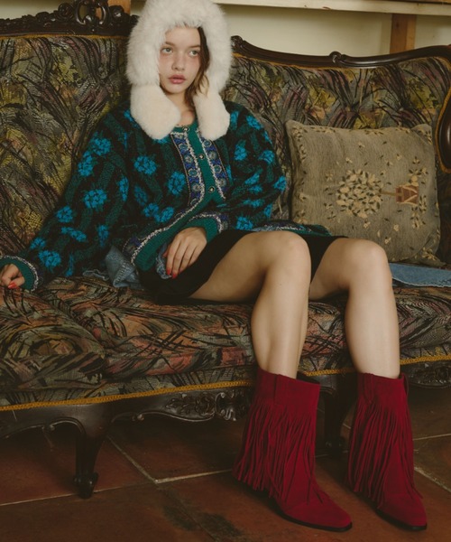 Unitage(ユニテージ)の「フェイクスウェードフリンジブーツ(ブーツ・レディース・レッド/ブラウン/ブラック・LARGE/MEDIUM)」の6枚目の写真