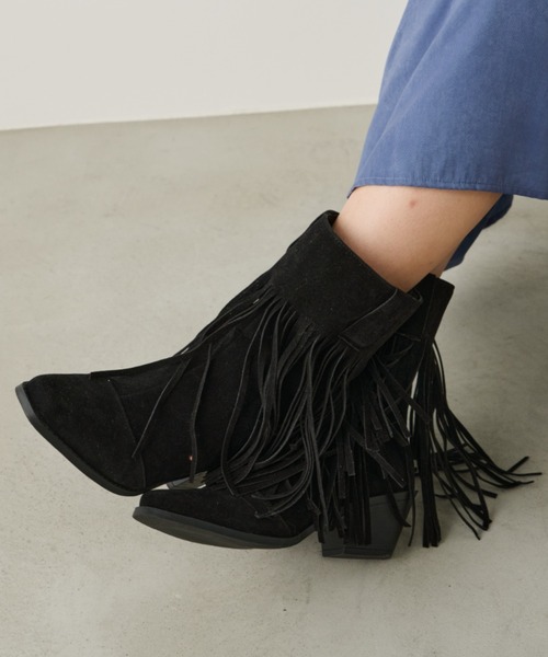 Unitage(ユニテージ)の「フェイクスウェードフリンジブーツ(ブーツ・レディース・レッド/ブラウン/ブラック・LARGE/MEDIUM)」の13枚目の写真