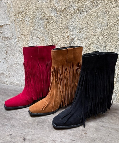 Unitage(ユニテージ)の「フェイクスウェードフリンジブーツ(ブーツ・レディース・レッド/ブラウン/ブラック・LARGE/MEDIUM)」の15枚目の写真