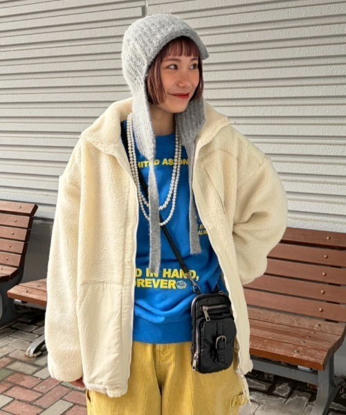 RODEO CROWNS WIDE BOWL（ロデオクラウンズワイドボウル）の「テディボアブルゾン（ブルゾン・レディース・ブラック/オフホワイト/グレー系その他/オレンジ系その他・FREE）」の2枚目の写真