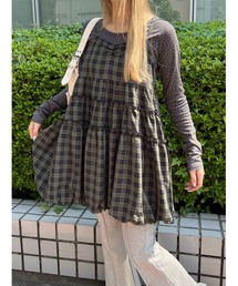バルーンチェックミニキャミワンピース