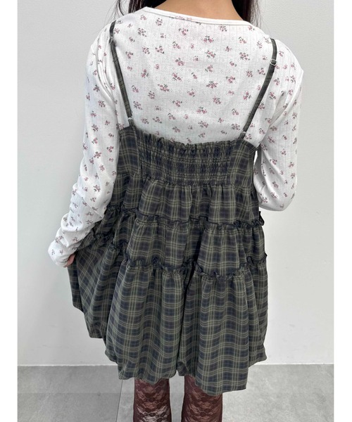 WC(ダブル シー)の「バルーンチェックミニキャミワンピース(ワンピース・レディース・ブラック/グリーン・FREE)」の14枚目の写真