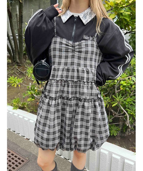バルーンチェックミニキャミワンピース（ワンピース）｜WC（ダブル