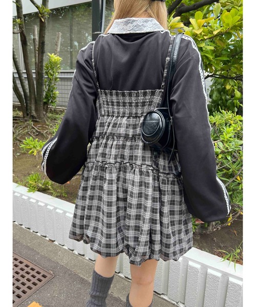 WC(ダブル シー)の「バルーンチェックミニキャミワンピース(ワンピース・レディース・ブラック/グリーン・FREE)」の5枚目の写真