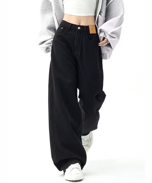 Miniministore(ミニミニストア)の「ワイドデニムパンツビンテージジーンズ美脚(デニムパンツ・レディース・インディゴブルー/ブラック・M/XL/S/L)」の2枚目の写真