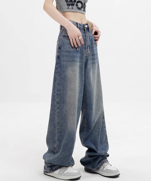 Miniministore(ミニミニストア)の「ワイドデニムパンツビンテージジーンズ美脚(デニムパンツ・レディース・インディゴブルー/ブラック・M/XL/S/L)」の8枚目の写真