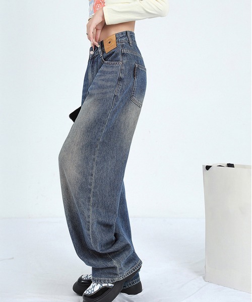 Miniministore(ミニミニストア)の「ワイドデニムパンツビンテージジーンズ美脚(デニムパンツ・レディース・インディゴブルー/ブラック・M/XL/S/L)」の9枚目の写真