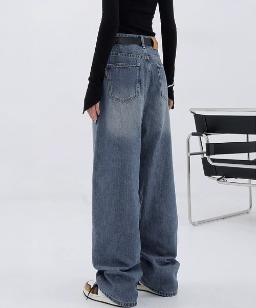 Miniministore(ミニミニストア)の「ワイドデニムパンツビンテージジーンズ美脚(デニムパンツ・レディース・インディゴブルー/ブラック・M/XL/S/L)」の11枚目の写真