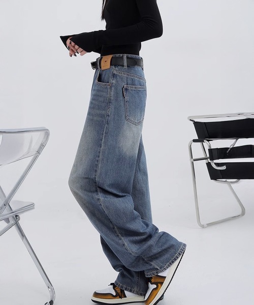 Miniministore(ミニミニストア)の「ワイドデニムパンツビンテージジーンズ美脚(デニムパンツ・レディース・インディゴブルー/ブラック・M/XL/S/L)」の17枚目の写真