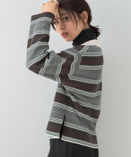 F by ROSSO(エフバイロッソ)の「F by ROSSO ラガーニットプルオーバー(ニット/セーター・レディース・ブラック/グレー/ネイビー・FREE)」の5枚目の写真