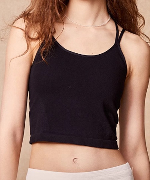 Lace Ladies（レースレディース）の「ソリッドカラー バッククロス カップ付き クロップド キャミソール（キャミソール・レディース・ブラック/アイボリー・S/M/L）」の5枚目の写真