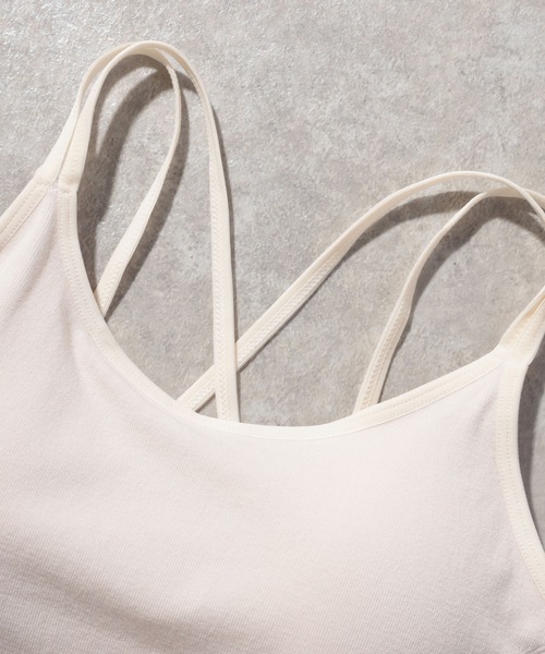 Lace Ladies（レースレディース）の「ソリッドカラー バッククロス カップ付き クロップド キャミソール（キャミソール・レディース・ブラック/アイボリー・S/M/L）」の11枚目の写真